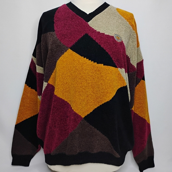Men's XL Vintage Tundra Multicolor Knit Pullover Colorblock Coogi Cosby Sweater